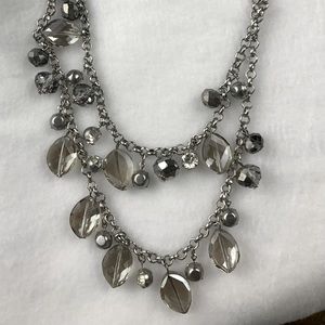 Ann Taylor Silver Toned Crystal chain Necklace